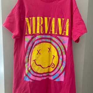 NIRVANA Pink Yellow Short Sleeve Tee Iconic Design